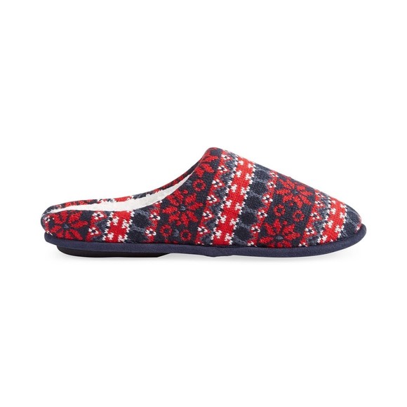 Club Room Men's Fair Isle Fleece-Lined Slippers Holiday Red/Blue Small Size 6-7 - Picture 5 of 5